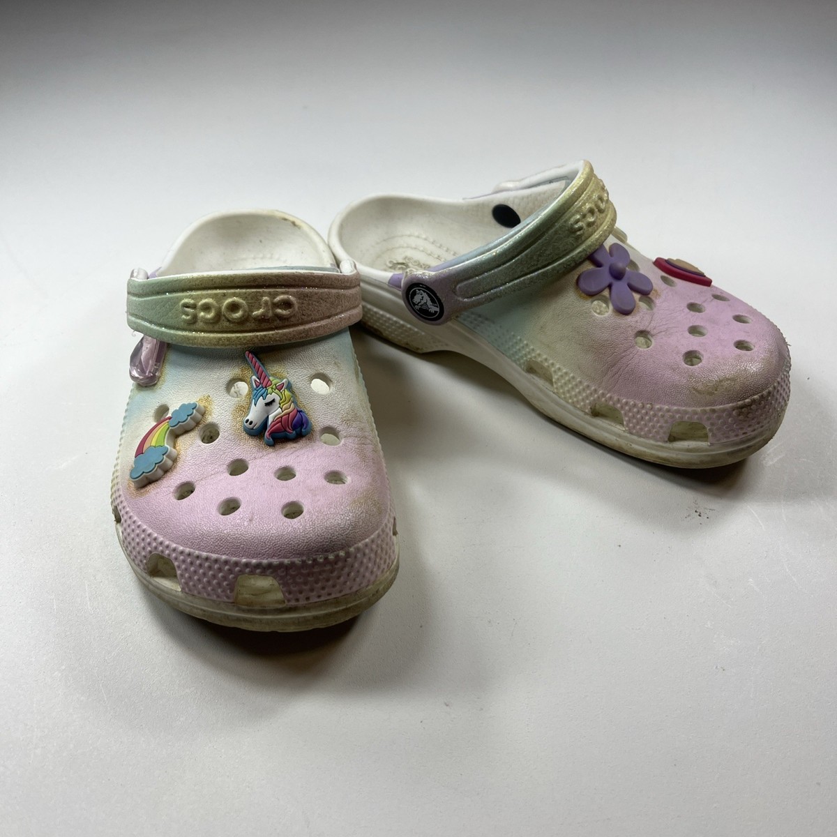 Crocs Classic Clogs Solarized Tie Dye Rainbow Pastel Youth Slip On