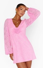 SHOW ME YOUR MUMU Rosetta Pink Lace Dress Size L NEW NWT