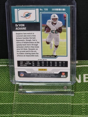 2023 Panini Contenders Optic - Rookie Ticket De'Von Achane #109 Prizm (AU, RC) - Picture 2 of 2