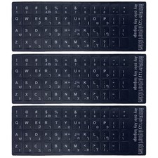 3 PCS Hebrew Keyboard Stickers,Black Background with White Lettering for Lapt...