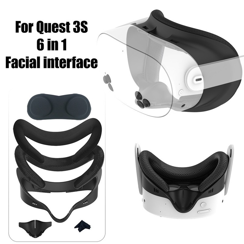 Face Cover Replacement for Meta Quest3S VR Headset PU Leather Pad Face Interface
