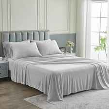 Bed Sheets - Twin Sheet Set 4-Piece, Heather Light Grey - Hotel Luxury 1800