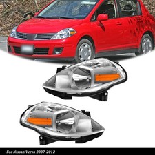 Clear Lens Halogen Chrome For Nissan Versa 2007-2012 Lhrh Headlights Headlamps Clear Lens Halogen Chrome For Nissan Versa 2007-2012 Lhrh Headlights Headlamps