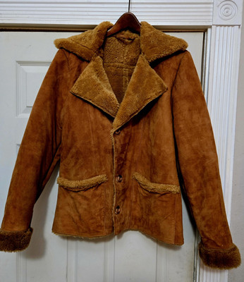 MEN'S GENUINE SHEEPSKIN SHEARLING GOLD CUSTOM MADE SIZE M/ L