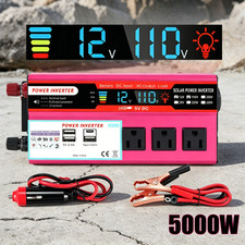 5000W Pure Sine Wave Power Inverter 12V to 110V/120V 3USB Type-C Solar Converter
