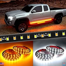 60" LED Truck Running Board Lights Kit, White Courtesy & Amber Turn Signal