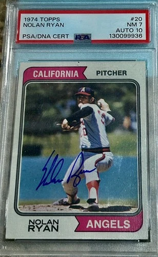 1974 Topps Nolan Ryan Signed Baseball Card #20 PSA 7 DNA Certified Auto 10