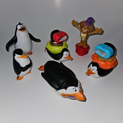 6 McDonald's Penguins Madagascar Toy Lot Alex Periscope Launcher Skipper READ
