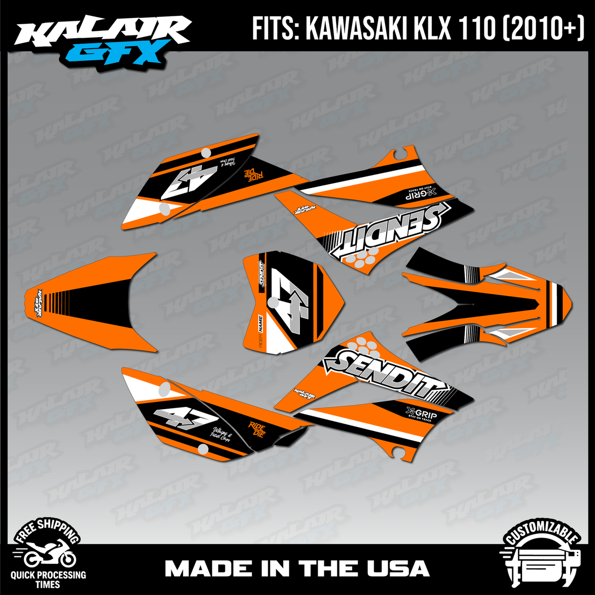 Skyline110ページです⭐︎ Graphics Kit for Kawasaki KLX110 KLX110R/RL (2010-2024) Fresh