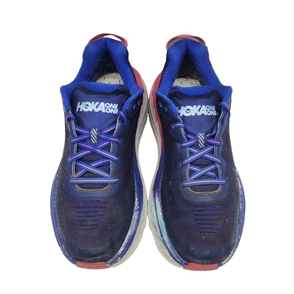 Hoka One One Bondi 5 Womens Size 9 Blue Pink Running Shoes Style 1014759 BSTW - Image 3 of 4