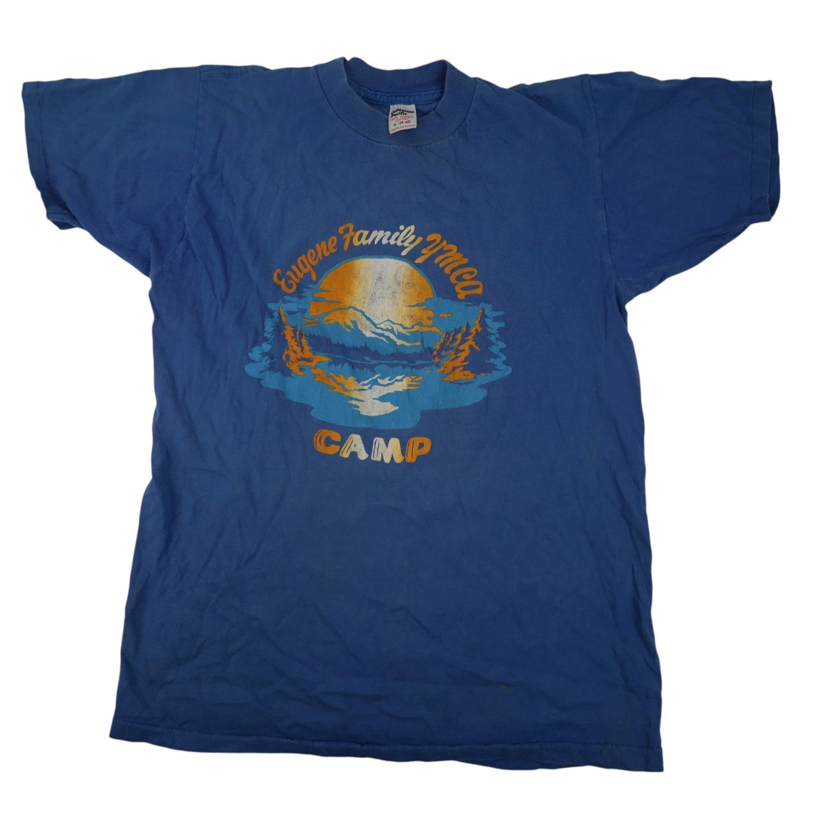 True Vintage Eugene Family YMCA Camp Mens Medium Graphic T Shirt Blue
