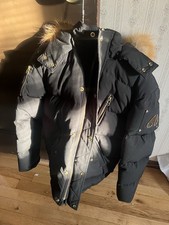 Kids Moose Knuckles Fur Hoodie Size 14 Black and Gold Full Zip Jacket