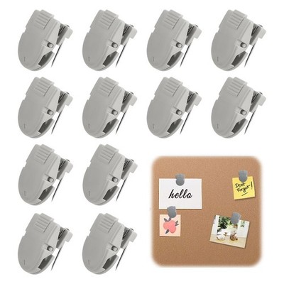 12 PCS Cubicle Clips For Fabric Walls Plastic Wall Hangers Pictures Gray