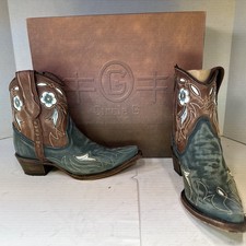 CORRAL CIRCLE G RANCH Shedron Blue Flower Bootie Cowboy Boots 7 NEW BOX
