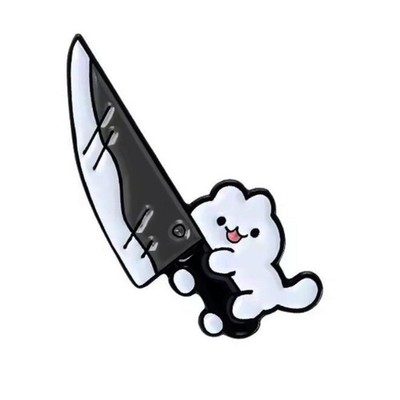 Pin's Pins Katze weiß mit einem Messer Killer Cat (Ref. 5b)