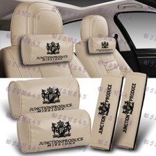 Jp Junction Produce Beige Leather Car Seat Neck Cushion Headrest Shoulder Pad