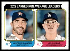 2023 Topps Heritage #206 2022 ERA Leaders (Justin Verlander / Julio Urías)