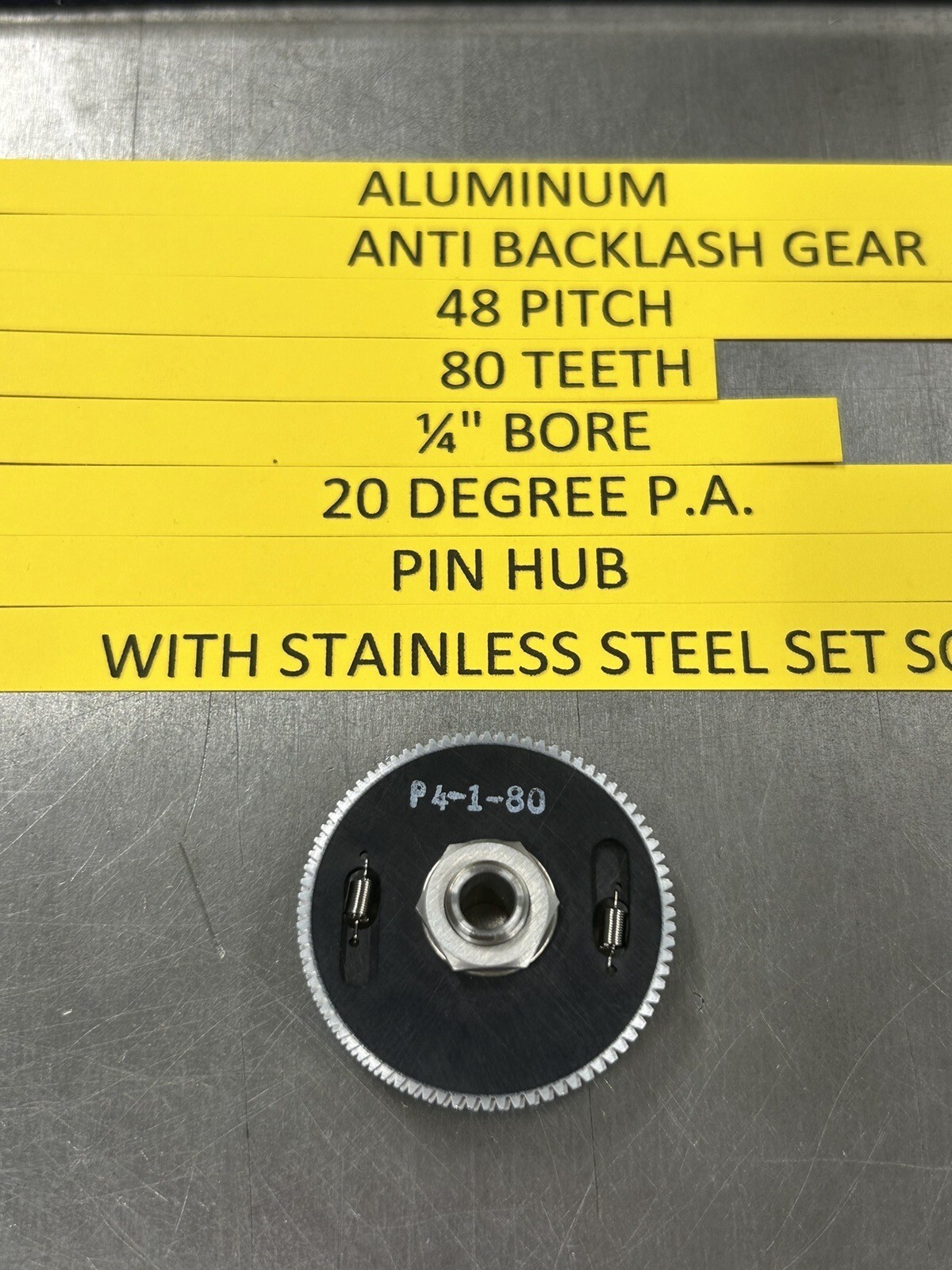 QTY 1 PIC DESIGN ALUMINUM ANTI BACKLASH SPUR GEAR 48 PITCH 80 TEETH 1/4