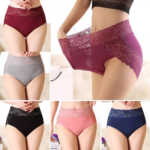 3 Pack Lot Plus Size High Waist Panties Women Sexy Lace Brief Underwear Lingerie