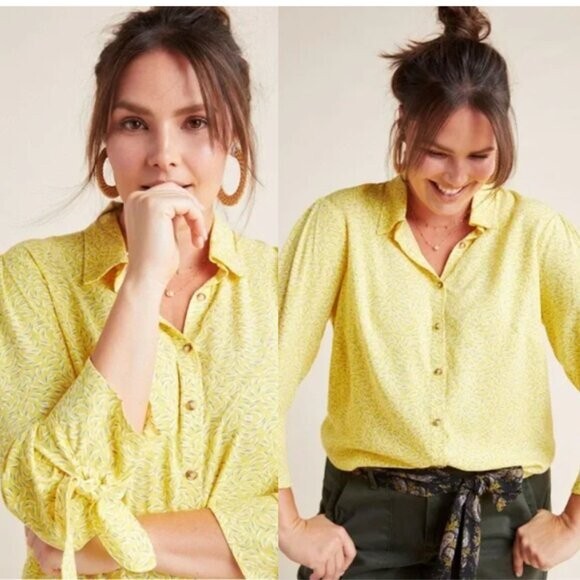 MAEVE ANTHROPOLOGIE Blithe Button Down Blouse Tie… - image 8