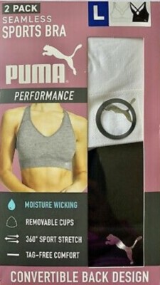Puma Performance Ladies' Seamless Sports Bra 2 Pack - K11 | eBay
