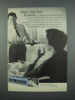 1962 Alka-Seltzer Tablets Ad - After The Fun Is Over