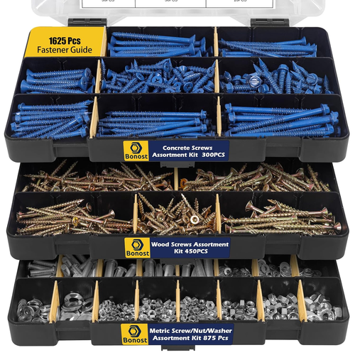 Concrete Hardware Assortment Kit - 1625PCS Includes Concrete Screws ...