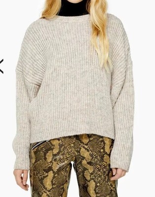 Topshop Oatmeal Knitted Crew Neck 
