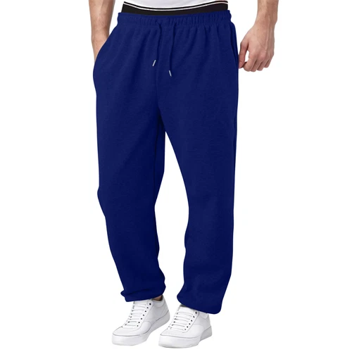 Herren Fleece gefütterte Jogginghose weites gerades Bein Hose unten Sweatpants Jogger - Bild 6 von 54