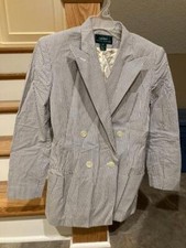 Vintage Lauren Ralph Lauren Woman's Size 6 Blue/White Stripe Seersucker Blazer