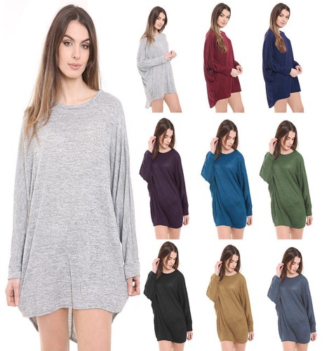 Top a tunica da donna a maniche lunghe stampato girocollo