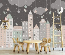 3D Clouds Stars G5948 Wallpaper Wall Murals Removable Self-adhesive Honey