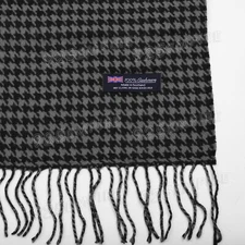 Women's Men's 100% CASHMERE Scarf Houndstooth Black/Gray MADE IN SCOTLAND