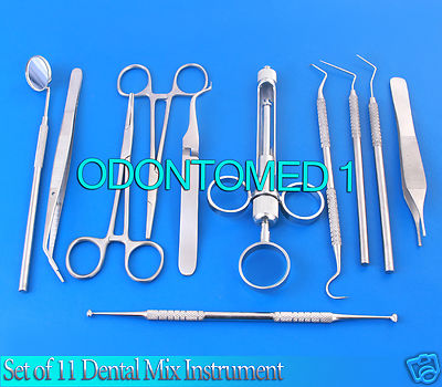 Set of 11 Dental Mix Instrument Probe Aspriting Syringe Mosquitos