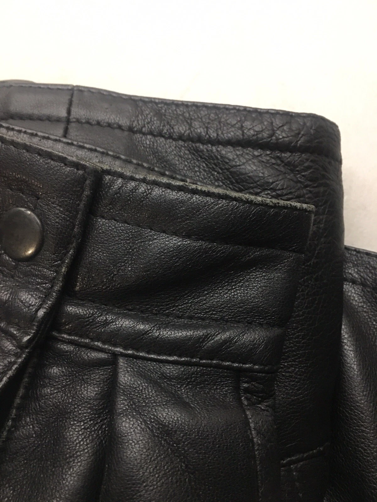 naga tora mens Black Business dress leather coat Mid Length 44” Vintage Medium image 8