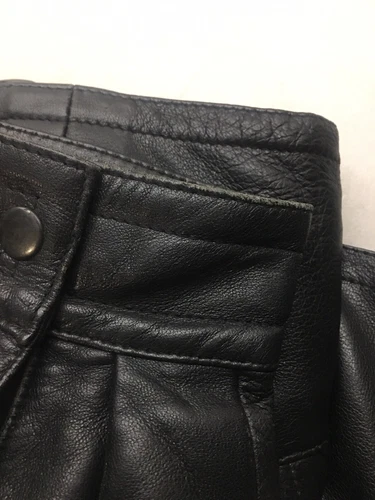 naga tora mens Black Business dress leather coat Mid Length 44” Vintage Medium image 8