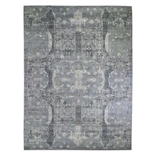 12'x15'1" Oversized Wool and Pure Silk Jewellery Design Hand Knotted Rug R66364