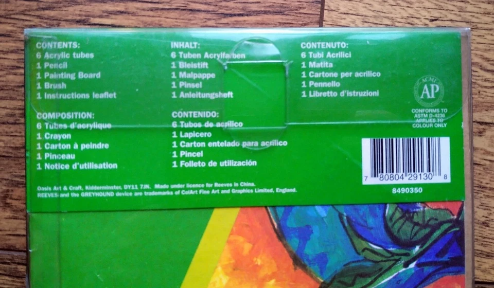 Reeves ACRYLIC Starter Paint Set Art 6 tubes, board, pencil, brush, instructions - Image 4 of 4