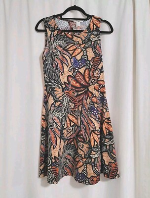 h and m skater dress H & M Womens Lizard Peacock African Print Dress Size Medium Skater  Sleeveless