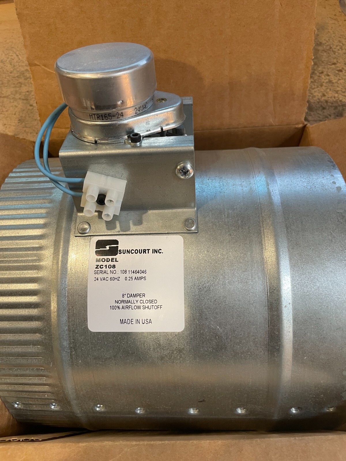NEW Suncourt 8" ZC108 HVAC Zone Control Damper normally closed eBay