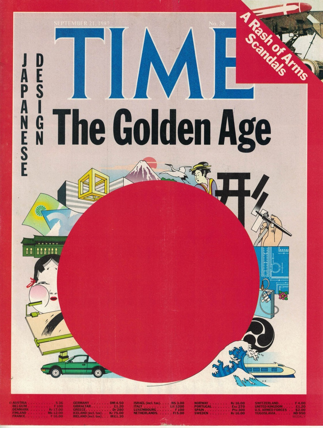 Revista TIME 1987 Septiembre 21 DISEÑADOR JAPONES Golden Age Arms Escándalos 38