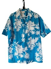 Men's Kalena Fashions Blue Hawaiian Shirt with Pocket Size L Pre-Owned