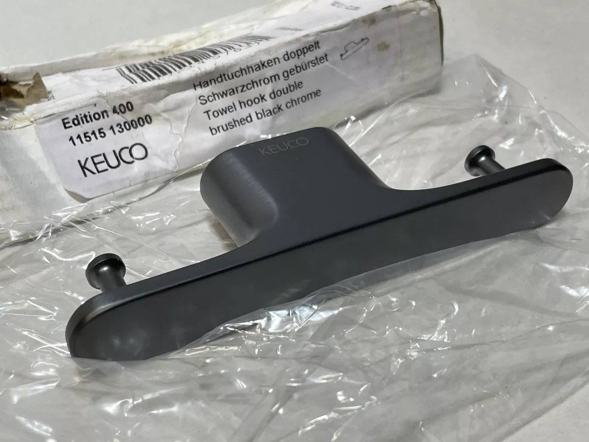 KEUCO Edition 400 Double Towel Hook Brushed Black Chrome