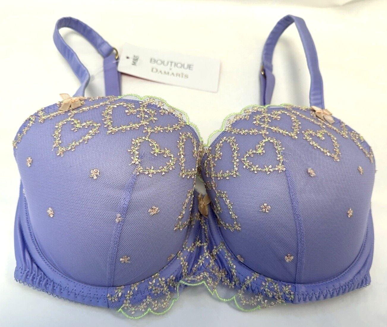 NEW M&S Boutique X Damaris Marks & Spencer 30E lilac hearts push-up balcony bra