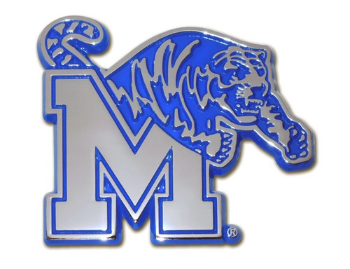 university of memphis blue outlined shiny chrome logo auto emblem usa made - 第 1/1 張圖片