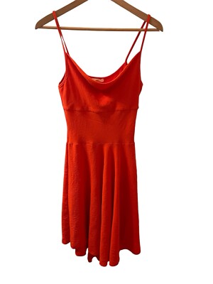 see you monday orange dress See You Monday Women’s Fit And Flare Dress With Spaghetti Straps Size  Medium