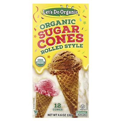 Let's Do Organic , Organic Sugar Cones, Rolled Style, 12 Cones, 4.6 oz (132 g)