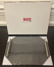 Magic In A Box 14" x 10" Black Slate Cheese Board w/Brushed Nickel Handles ~ NIB