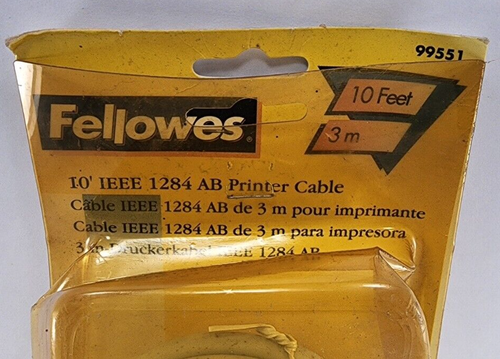 Fellowes Printer Computer Cable IEEE 1284 AB 10' Foot DB25M to Cen 36M NOS - Picture 2 of 9