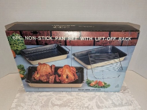 6 Pc. Graduating Size Non Stick Roasting Pans With Racks Beige